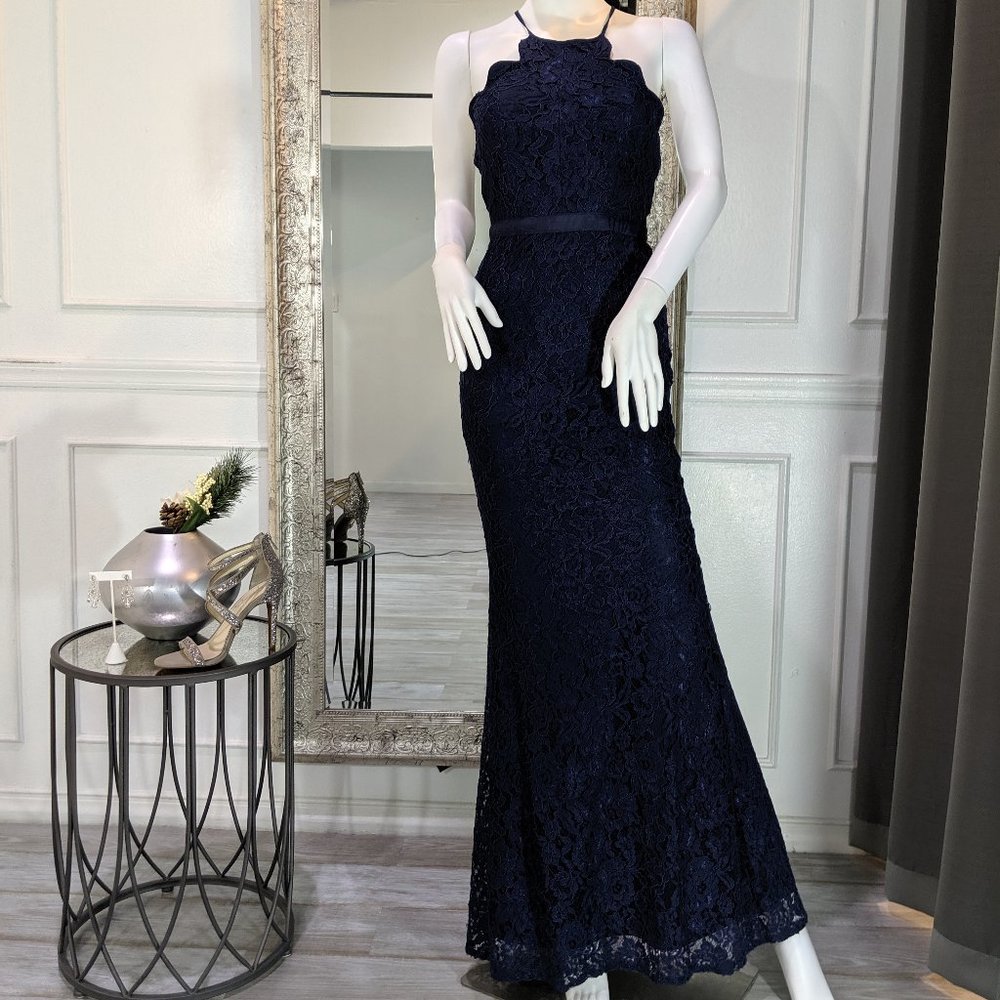 Navy Blue Formal Evening Prom Dress Gown
